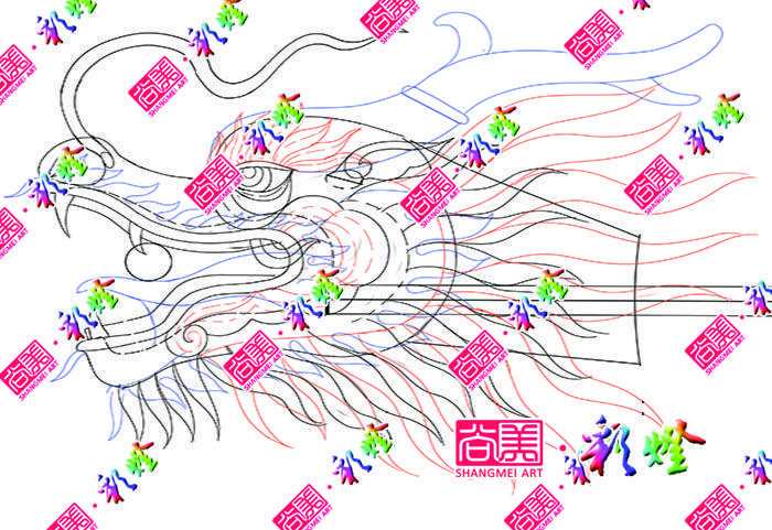 牛年彩燈《龍騰四?！反笮椭黝}彩燈龍頭放樣圖